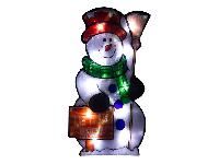 Световое панно Снеговик в шарфе